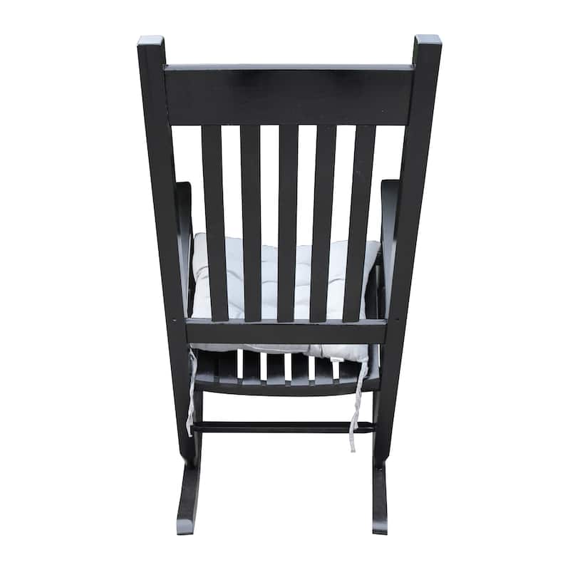 Outdoor Solid Wood Rocking Chair with Wide Seat, Terrace Arm Chairs with Slatted Back for Balcony, Porch, Garden