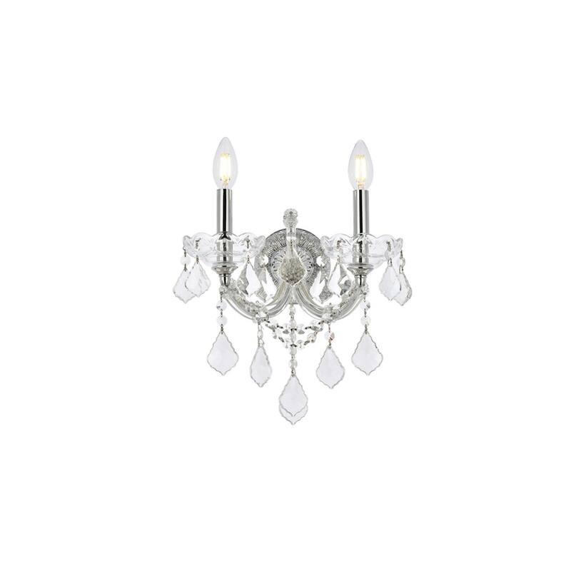 Fleur Illumination Collection Wall Sconce D:12in H:16in E:8.5in Lt:2 Chrome Finish - Chrome/royal cut crystals