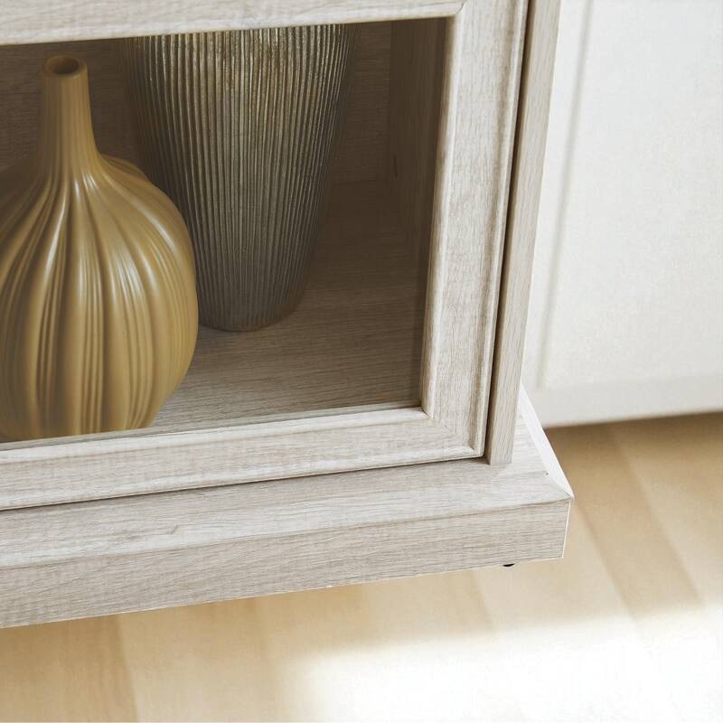 4-Tier Glass Display Cabinet with Flip-Up Doors, Curio Storage Showcase and Bookcase Organizer