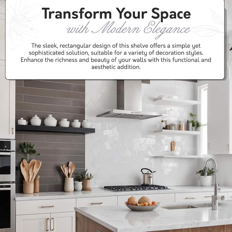 InPlace 36-inch Black Floating Wall Shelf