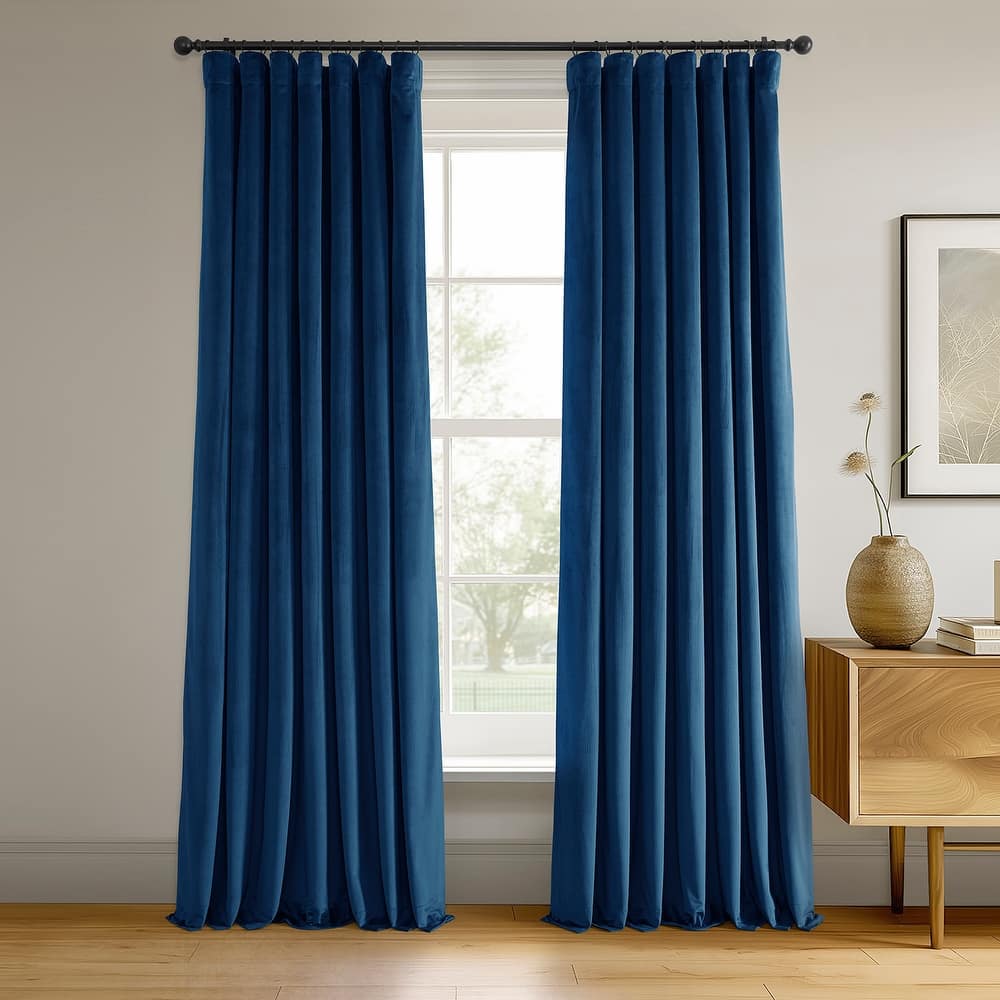 Exclusive Fabrics Signature Velvet Thermal Lined With 100% 4 Pass Blackout Curtains. (1 Panel)