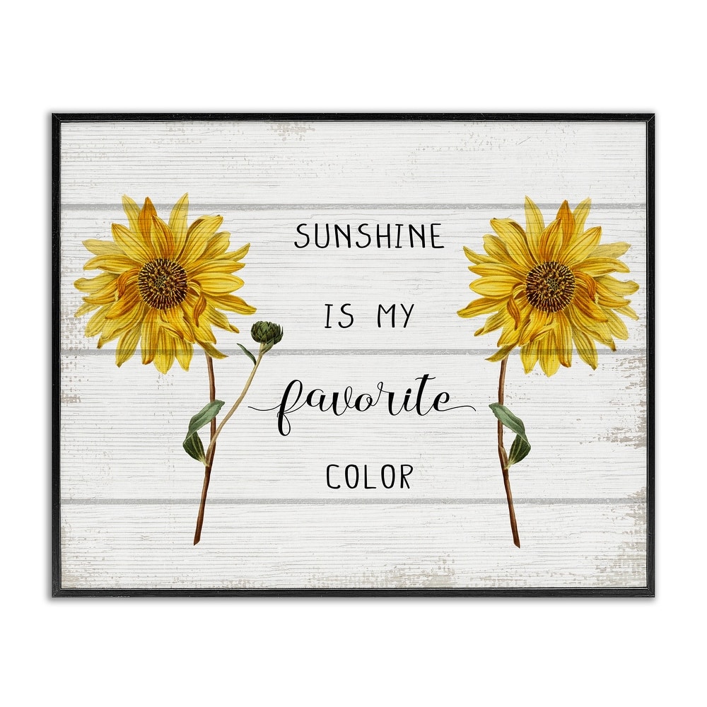 Stupell Sunshine is My Favorite Color with Sunflower Accents Framed Giclee Texturized Art by Daphne Polselli