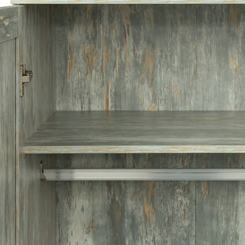 Wood High Wardrobe Cabinet with 4 Storage Spaces and 2 Doors