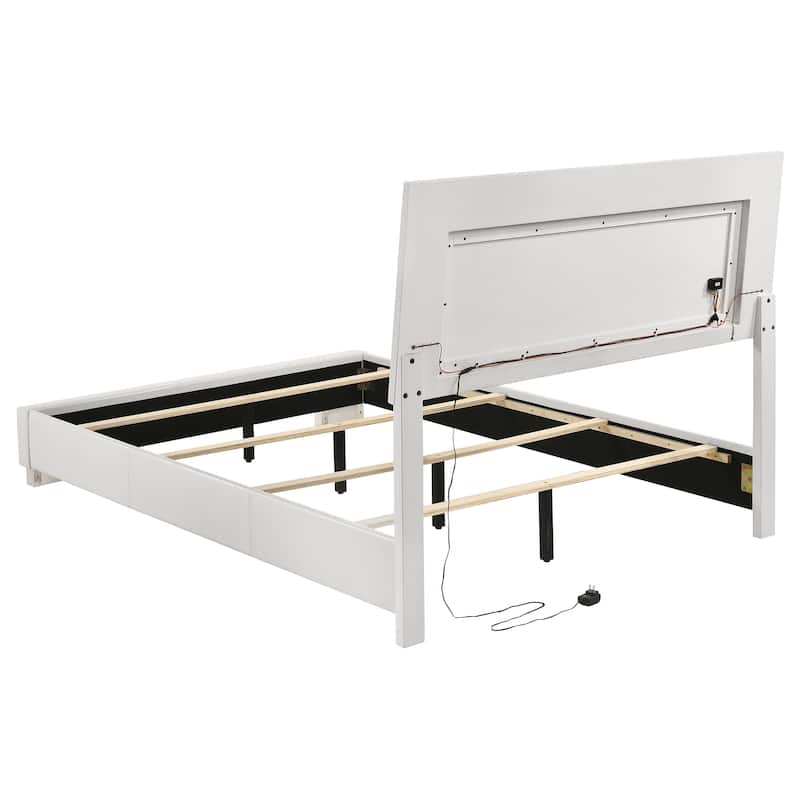 Felicity Wood LED Panel Bed White High Gloss