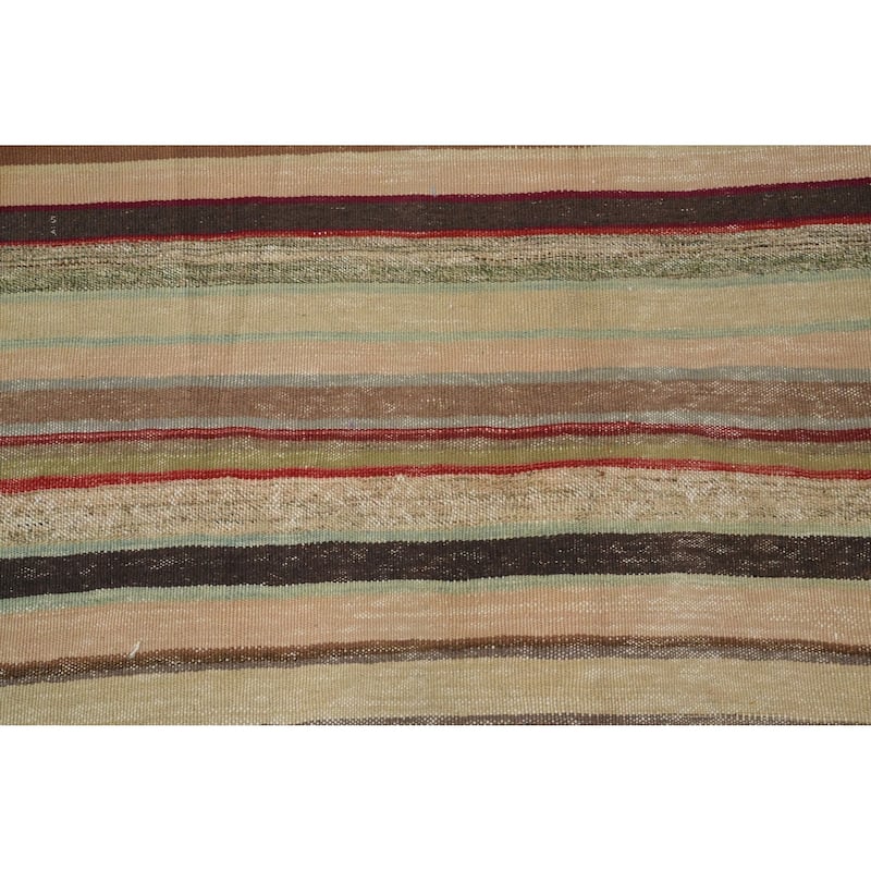 Hand Woven Oriental 100% Wool Carpet Southwestern Geometric Multi-Colored Kilim Area Rug - 9' 0'' X 5' 10''