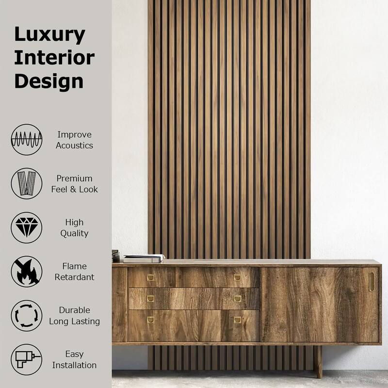 47" x 23" 3D Wood Slat Acoustic Wall Panels for Wall and Ceiling Decor, 4 Pcs - 47.24 inches D × 23.62 inches W × 0.82 inches H