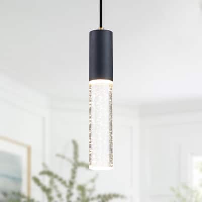 1-Light bulb included Matte Black Bubble Crystal Mini Pendant Light