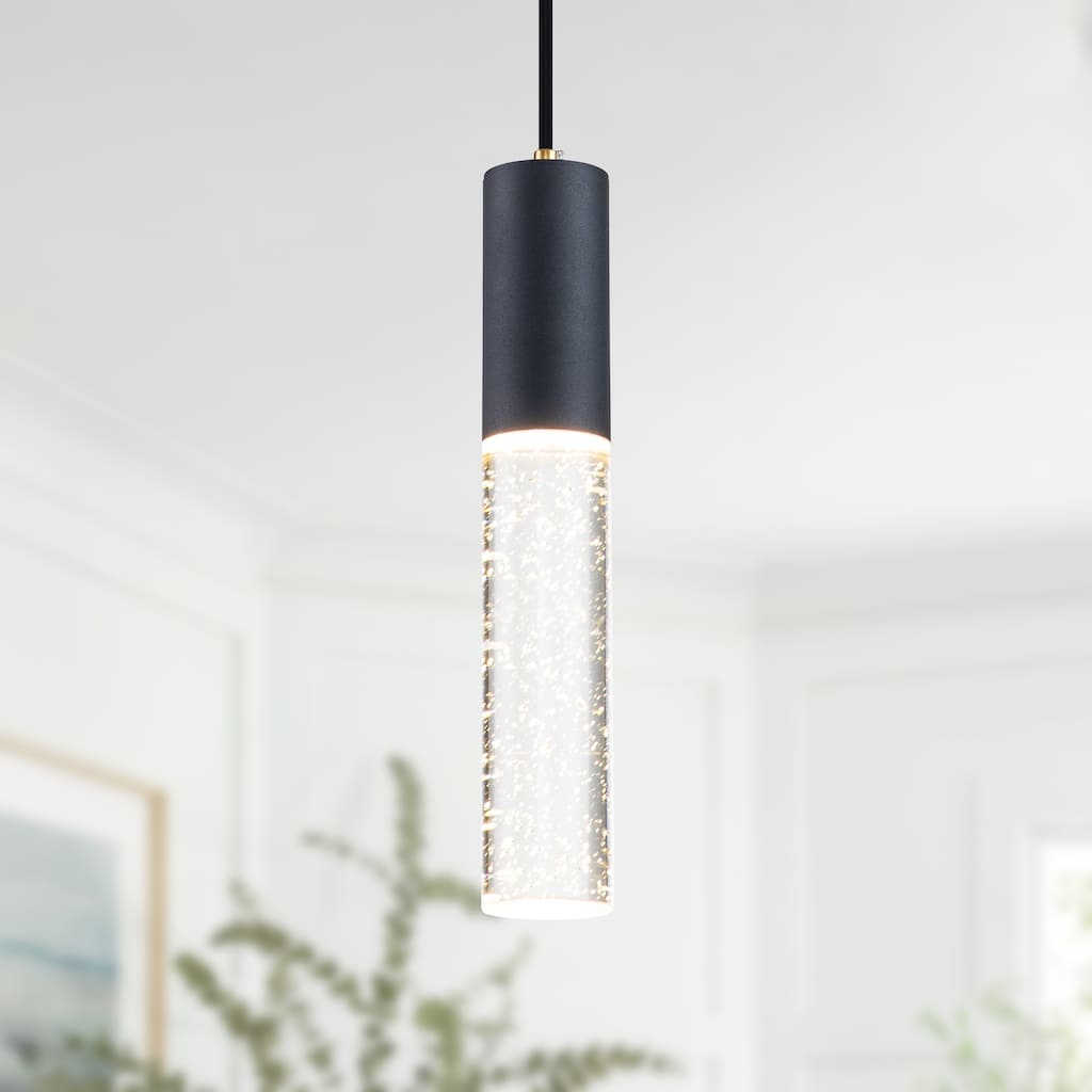 1-Light bulb included Matte Black Bubble Crystal Mini Pendant Light