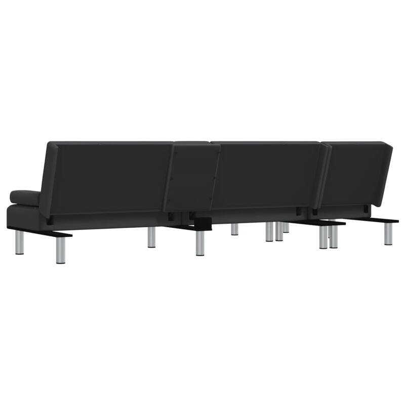 vidaXL L-shaped Sofa Bed Black/Gray 100.4"x55.1"x27.6" Faux Leather - 100.4" x 55.1" x 27.6"
