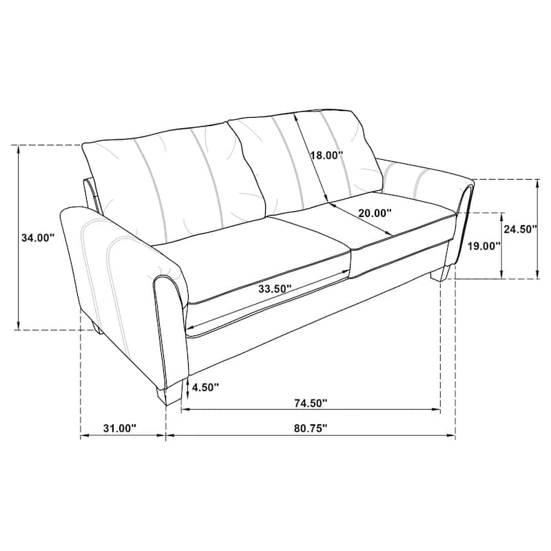 Davis Traditional Upholstered Rolled Arm Sofa Grey