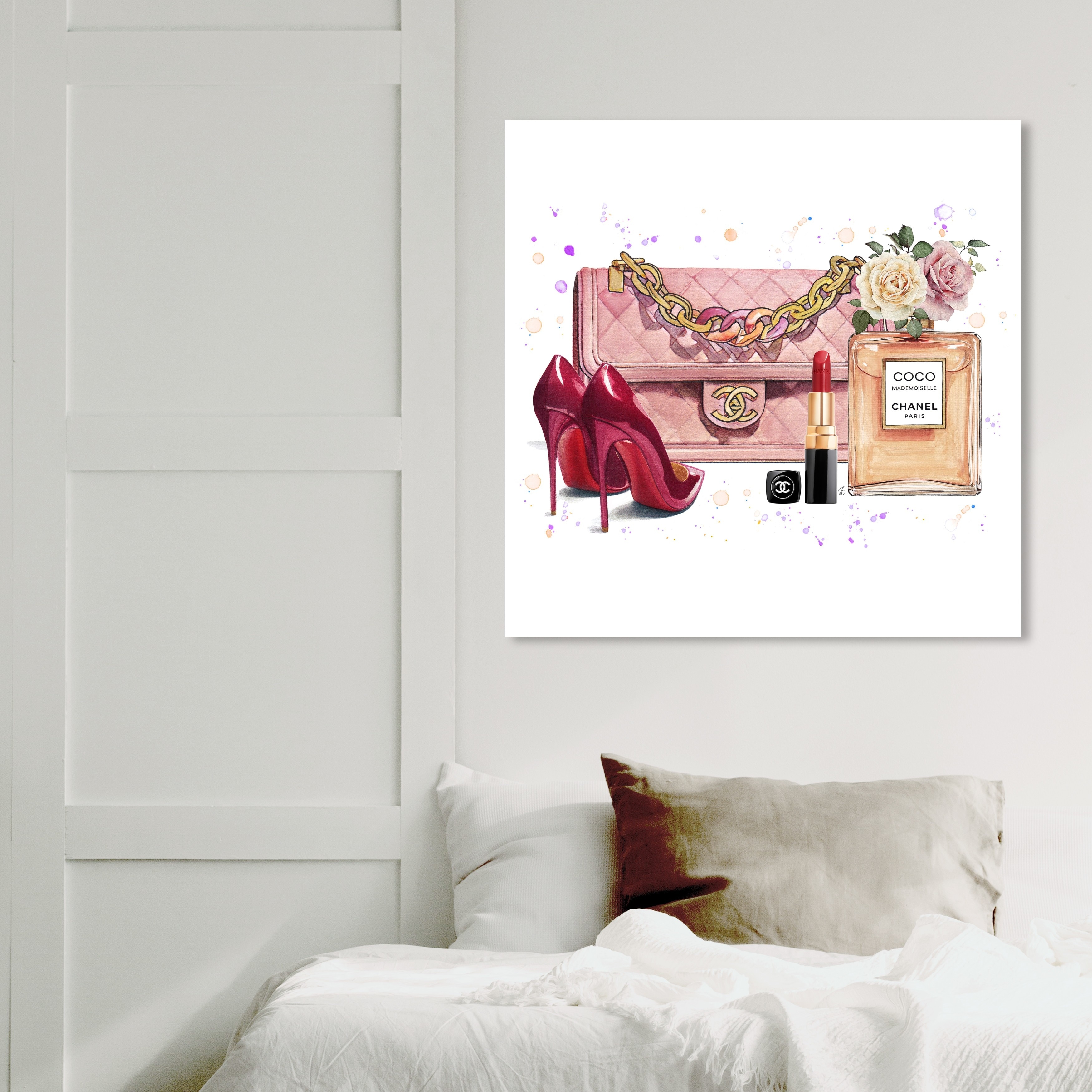 Oliver Gal 'First Glam Teddy Bear' Fashion and Glam Wall Art Framed Canvas  Print Lifestyle - Brown, Pink - Bed Bath & Beyond - 32481899