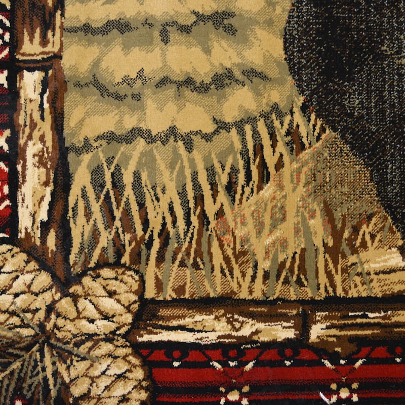 Lodge King Lazy Bear Rustic Pine Cone Area Rug