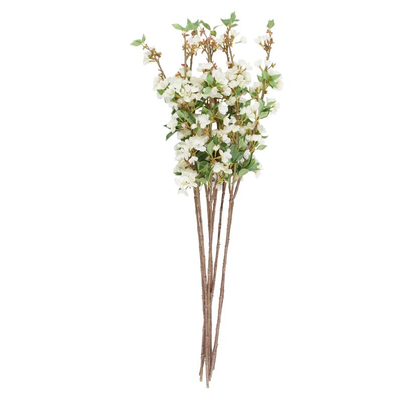 White Faux Foliage Tall Begonia Artificial Flower Stem (Set of 8)