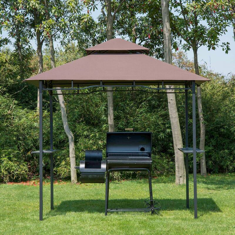 GDFStudio - Outdoor 8'x4.8' Grill Gazebo with Double Roof - Multi