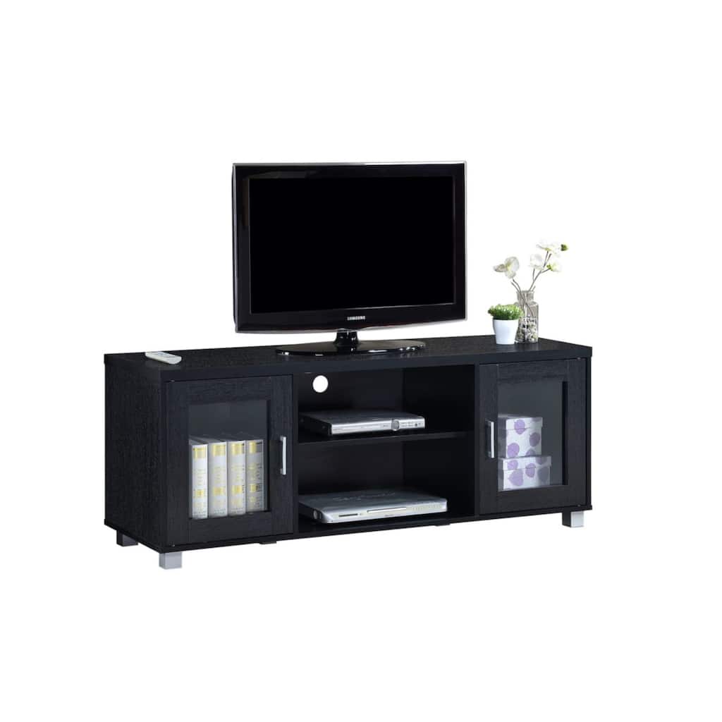 57" Black Wide Contemporary Entertainment Center