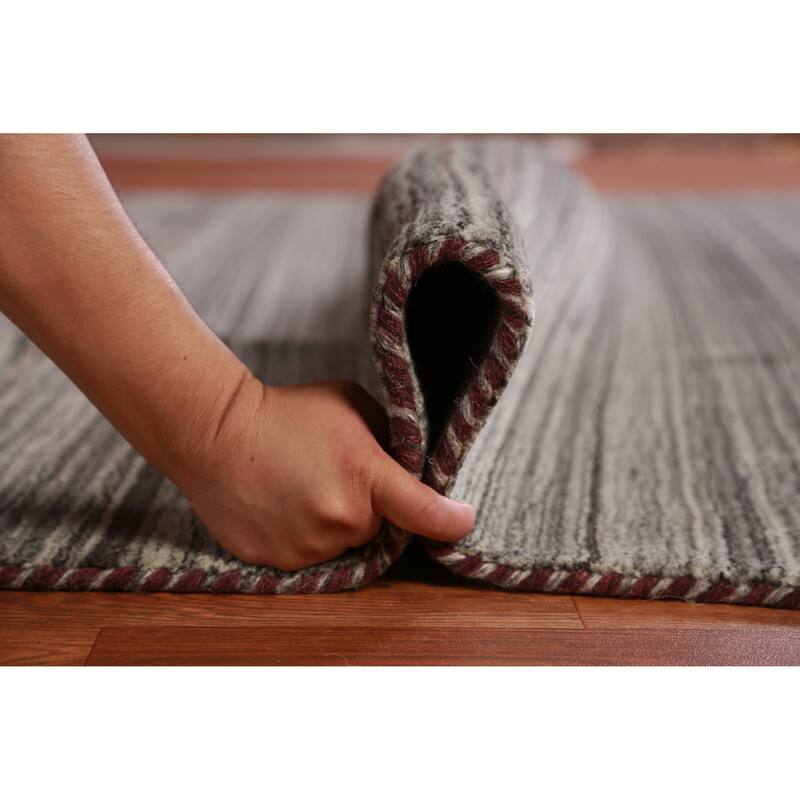 Hand Knotted Oriental 100% Wool Carpet Tribal Tribal Greys & Charcoal Gabbeh Area Rug - 9' 9'' X 8' 2''