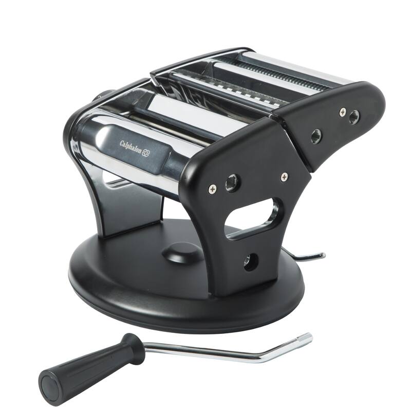 Calphalon Aero Heavy Duty Manual Pasta Maker Machine Noodle Maker w/Rollers & Cutters - Spaghetti, Fettuccini, Lasagna - Black
