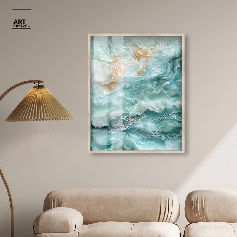 Teal Tiered Turbulence Shadowbox by Art Remedy