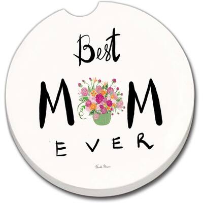CounterArt Absorbent Stoneware Car Coaster, Best Mom Ever, Set of 2