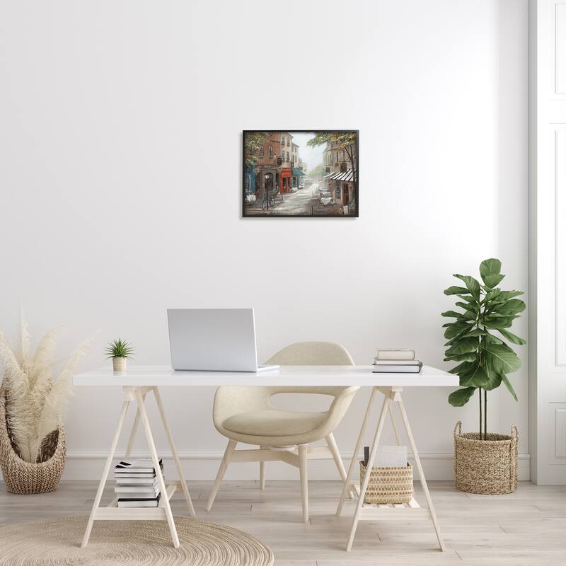 Stupell Classic European Urban Street Vintage Bistro Architecture Framed Wall Art