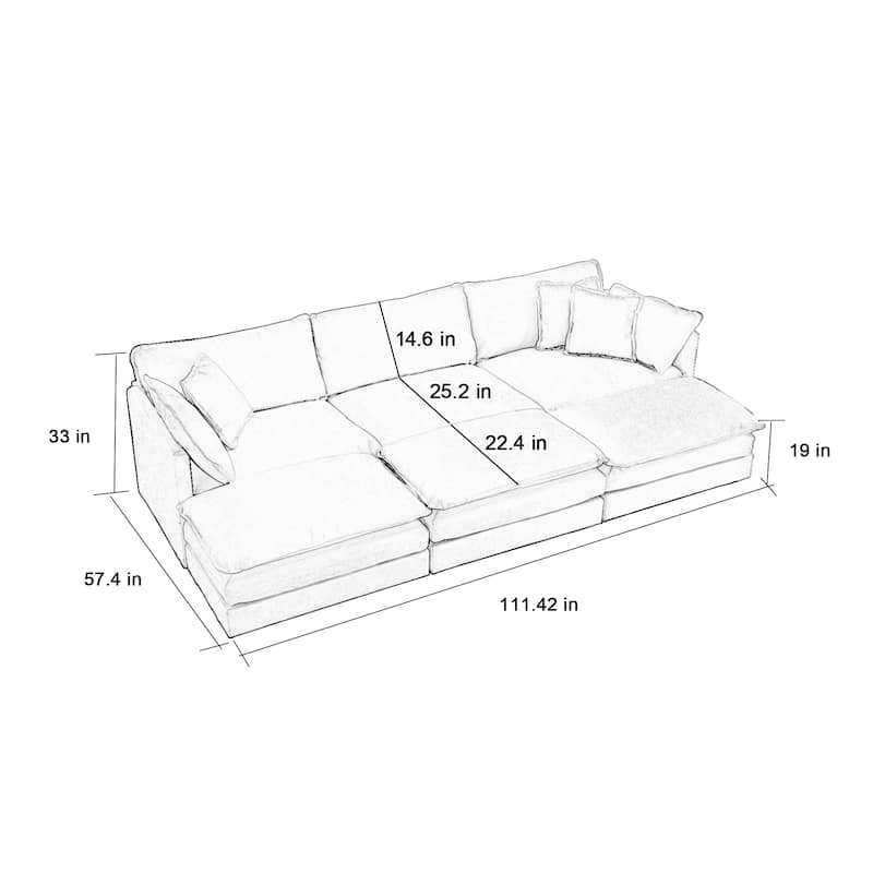 Cloud Chenille Upholstered Modular Sectional Sofa with DIY Combination Design