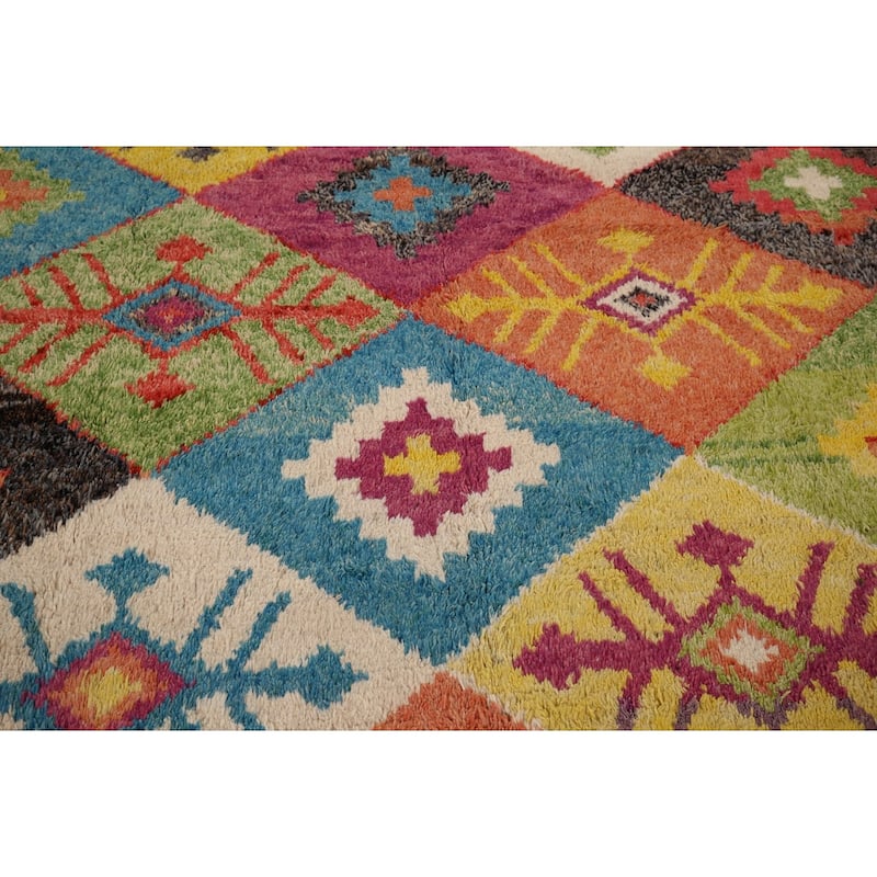 All-Over Trellis Moroccan Oriental Area Rug Handmade Wool Carpet - 8'11" x 12'3"