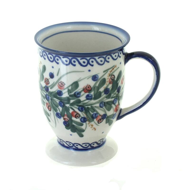 Blue Rose Polish Pottery 14C WR Unikat Pedestal Mug - Berry