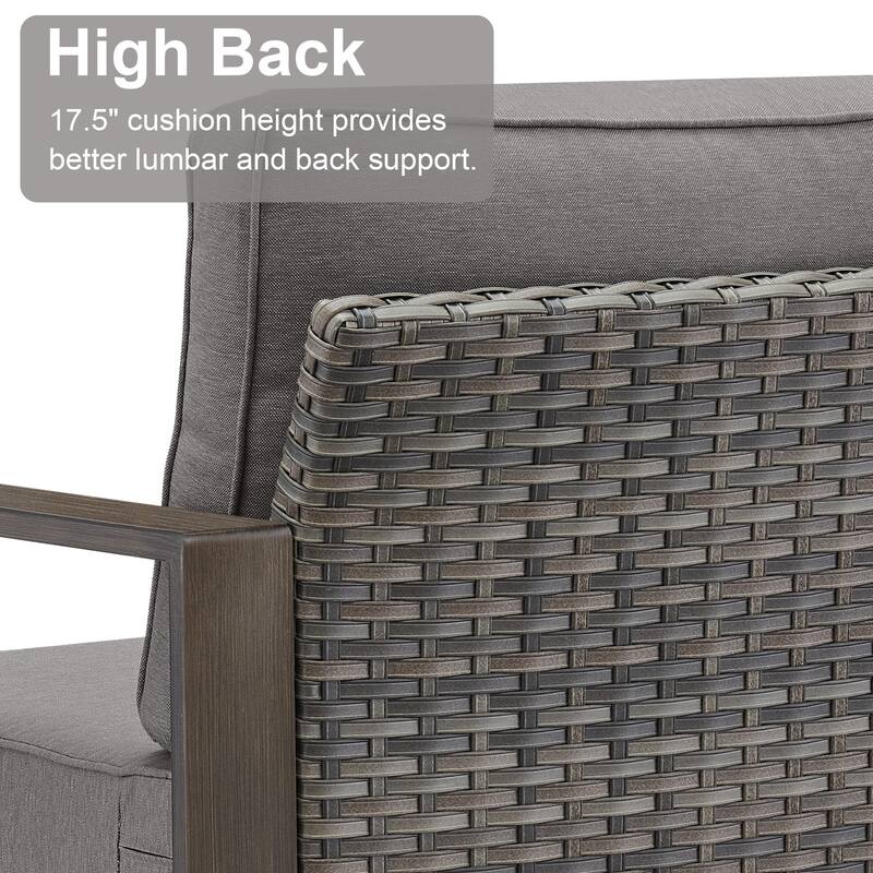 Meyreso 5-Piece Wicker Patio Conversation Set with Fire Pit & Plush 4.5" Olefin Cushions