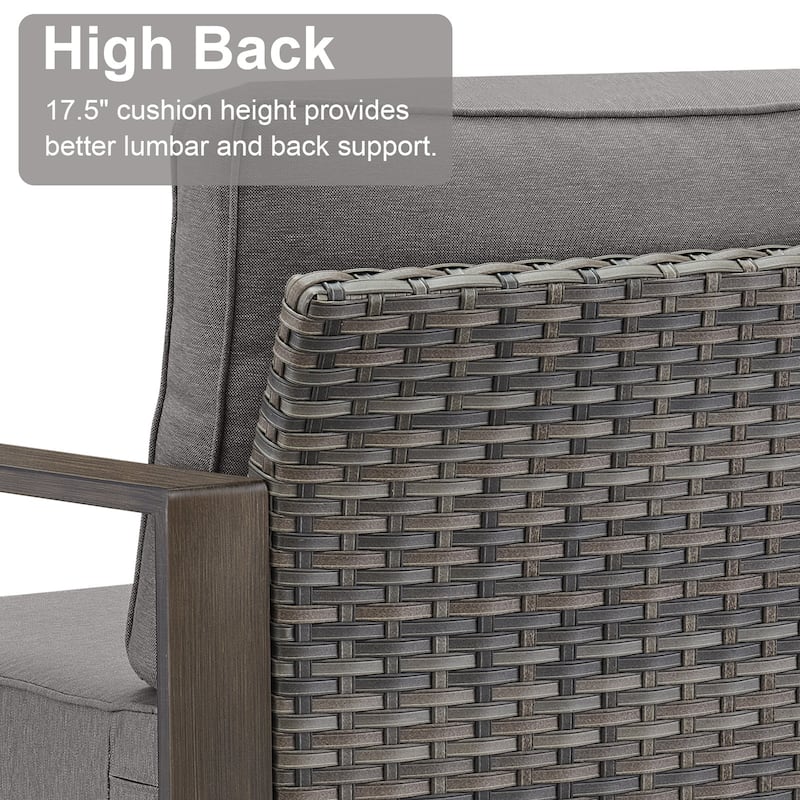 Meyreso Wicker Outdoor Patio Fire Pit Set with Swivel Gliders & 4.5-Inch Olefin Cushions