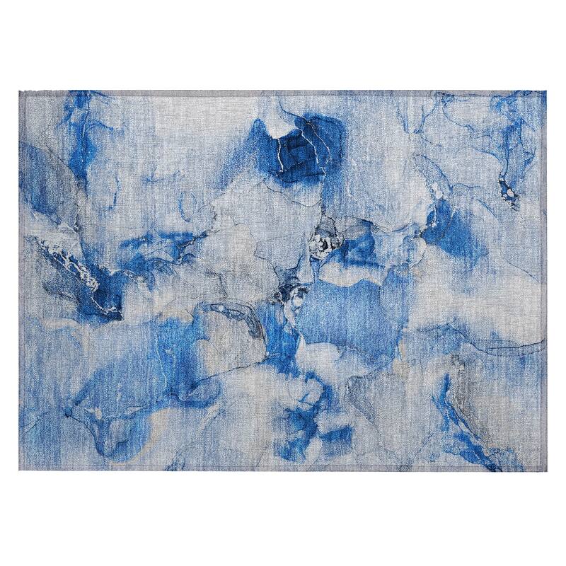 Machine Washable Indoor/ Outdoor Abstract Watercolor Chantille Rug