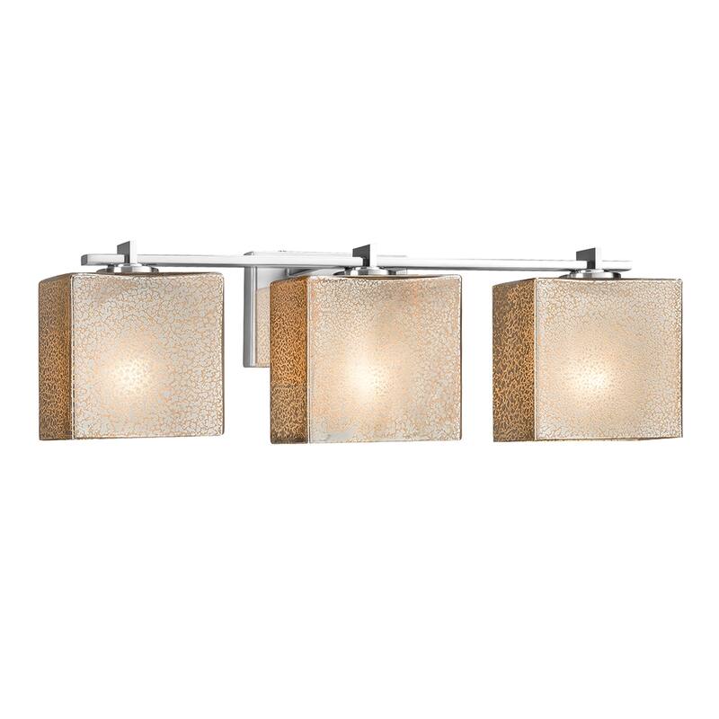 Justice Design Fusion Era 3-light Polished Chrome Bath Bar, Mercury Rectangle Shade