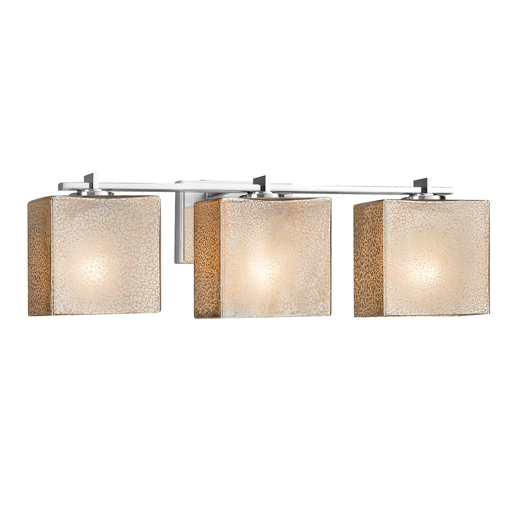 Justice Design Fusion Era 3-light Polished Chrome Bath Bar, Mercury Rectangle Shade