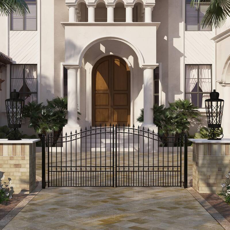 ALEKO Steel 18 ft Dual Swing London Style Driveway Gate with Gate Opener