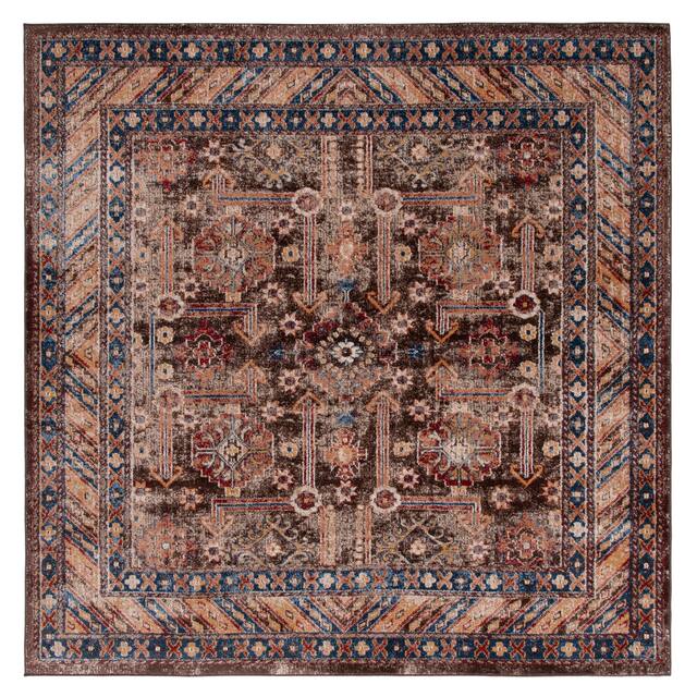 SAFAVIEH Bijar Celie Traditional Distressed Oriental Area Rug - 4' x 4' Square - Royal/Ivory