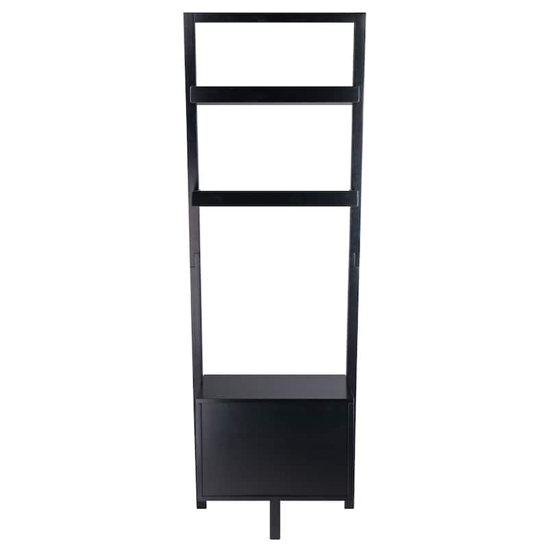 Bellamy 2-Drawer Leaning Shelf, Black - 22.99 x 15.98 x 69.36 inches