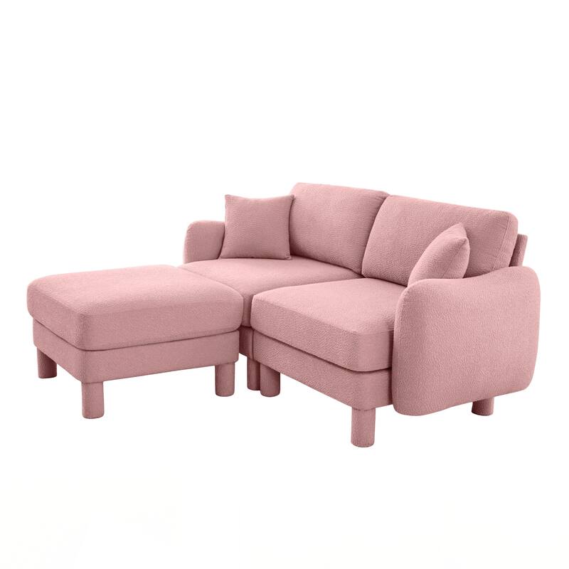 2-seater Loveseat Sofa Couch With Distinctive Shell-shaped Armrests And Removable Ottoman