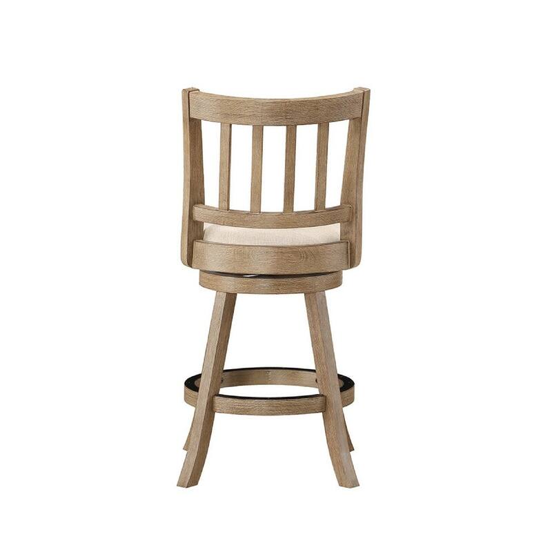 24 Inch Solid Wood Swivel Counter Stool, Slatted - 21.5 L x 18 W x 37.5 H