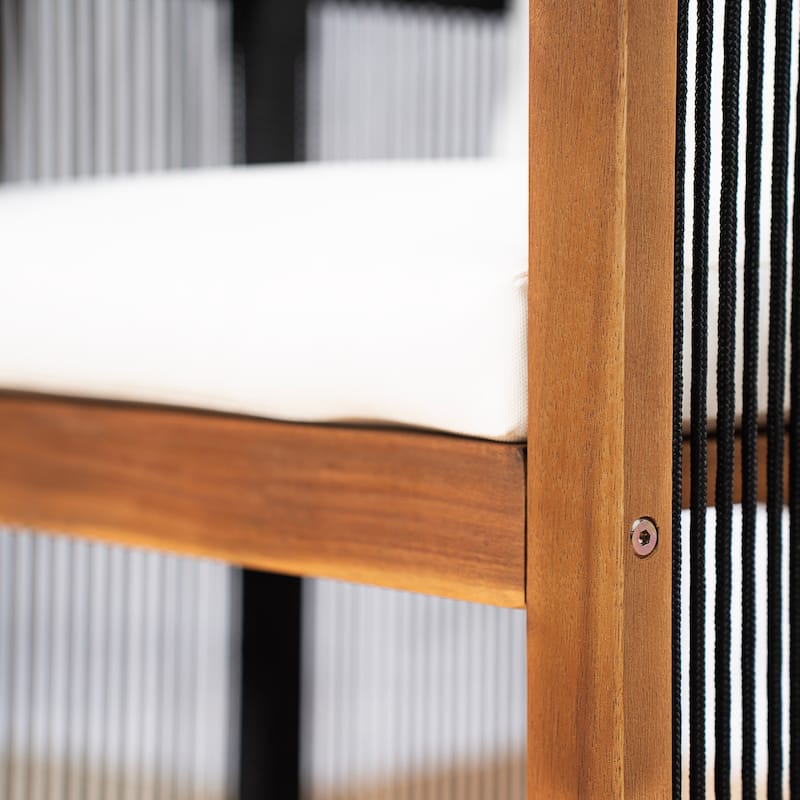 Christopher Knight Home - Valmont Modern Outdoor Acacia Wood Dining Arm Chair with Rope Back & Washable Cushion, Set of 2