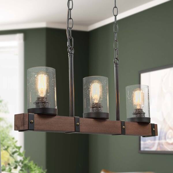 Shop Farmhouse Chandelier 3 Light Antique Wood Hanging Ceiling Pendant For Dining Room L25 6 Xw4 7 Xh7 5 Overstock 32415049