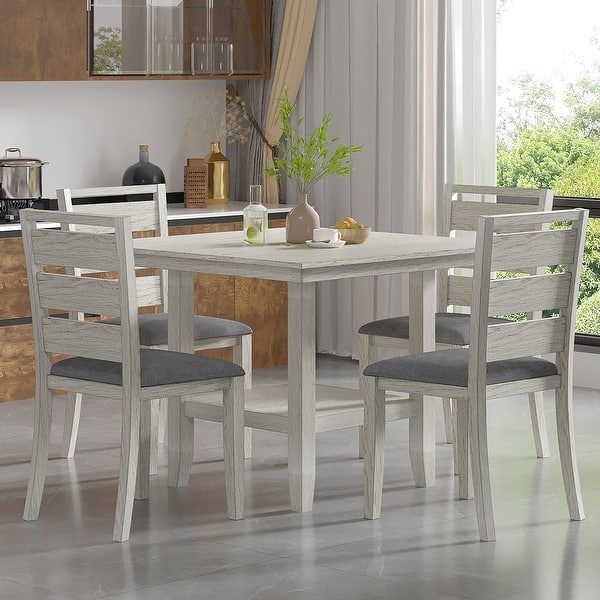 slide 2 of 14, VECELO 47" Square Dining Table Set, Modern Dining Table and Chairs Set for 4-6 Person