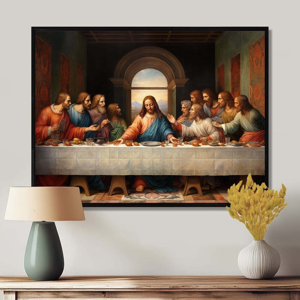 Designart "Masterpiece The Last Supper Of Today" Spiritual Framed Wall Decor