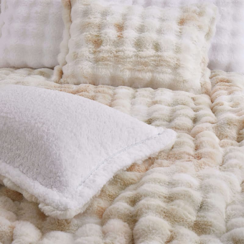 Dual-Side Fluffy Sherpa Comforter Set, Winter Plush Fuzzy Bedding Set