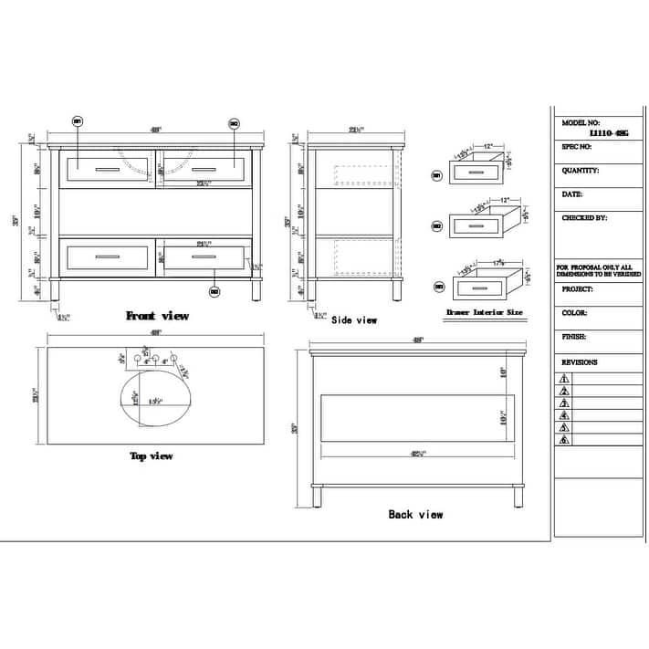 48" Modern Bathroon Vanity Sink