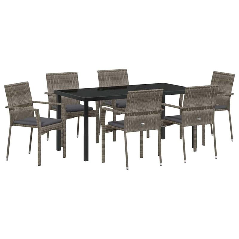 vidaXL Garden Dining Set with Cushion Poly Rattan