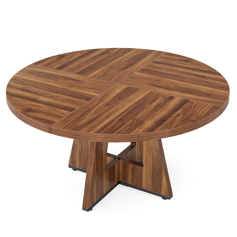 Round Dining Table for 4, 47 Inch Farmhouse Kitchen Table Small Dinner Table
