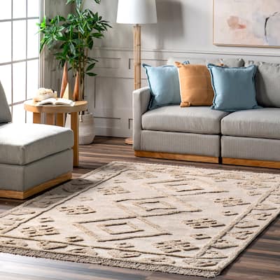 Nuloom Esteri Geometric Cotton Tassel Area Rug.
