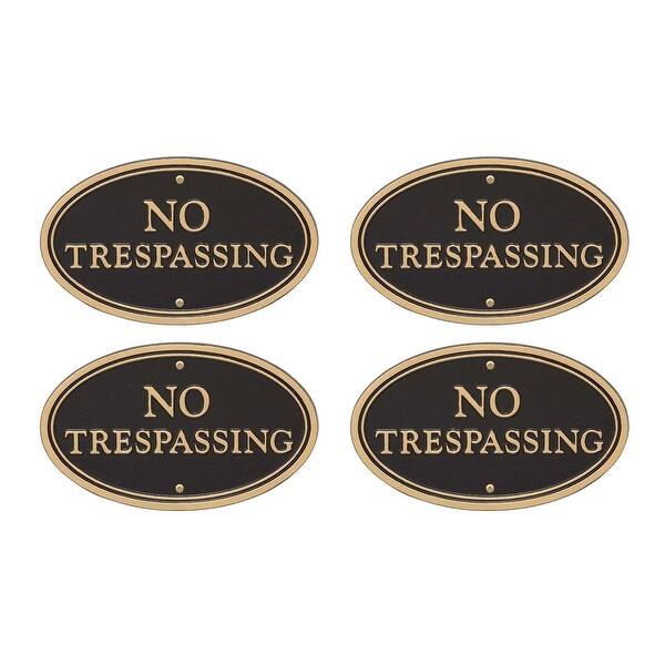 Shop Whitehall No Trespassing Oval Wall Lawn Plaque Black Gold 4