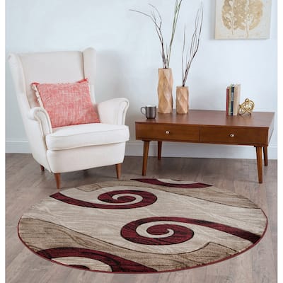 Orelsi Red/Beige/Brown Polyester Area Rug