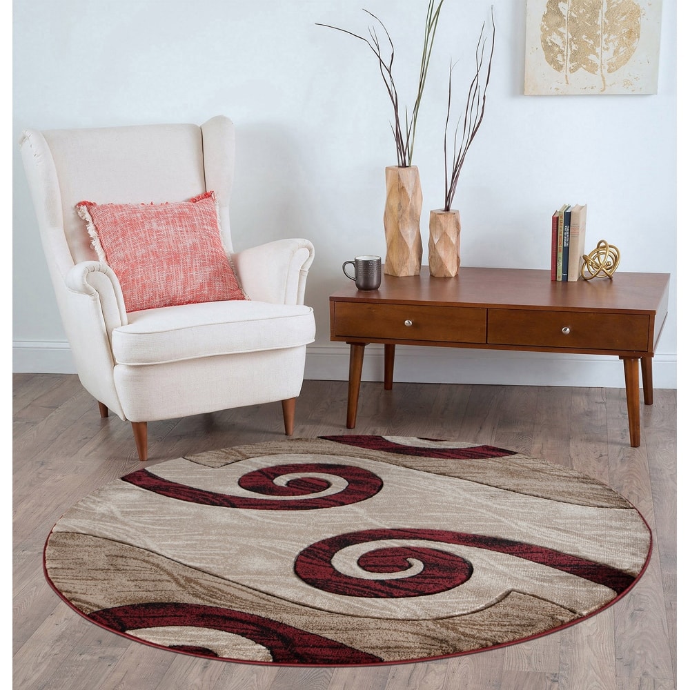 Orelsi Red/Beige/Brown Polyester Area Rug