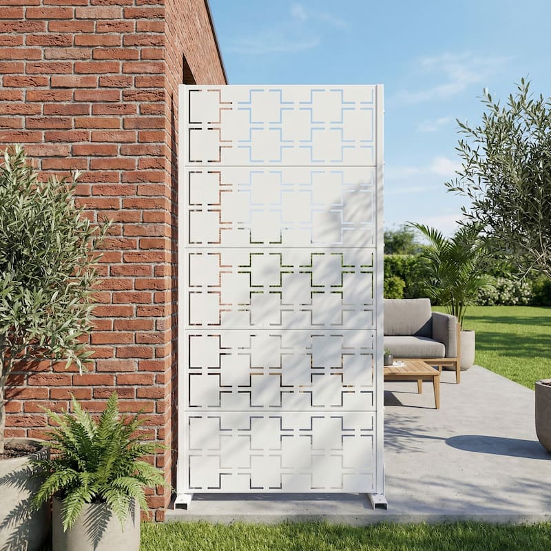6 ft. H x 4 ft. Metal Privacy Screen Free Standing - White - 59"x30"